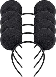 HENBRANDT A 4 Pieces of Black Mickey Mouse Ears for Adults/Children Fancy Dress Costume Head Band Accessory Party Decoration Gift - Set of 4