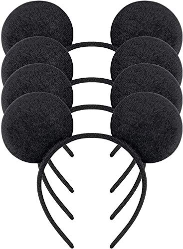 HENBRANDT A 4 Pieces of Black Mickey Mouse Ears for Adults/Children Fancy Dress Costume Head Band Accessory Party Decoration Gift - Set of 4