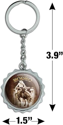 Miniatura 3 de Cowboy Western Rodeo Vintage Caballo Bucking Llavero cromado Metal Pop Cap Abrebotellas