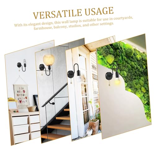 Aplique de pared vintage E26 interior exterior negro rústico con interruptor 7