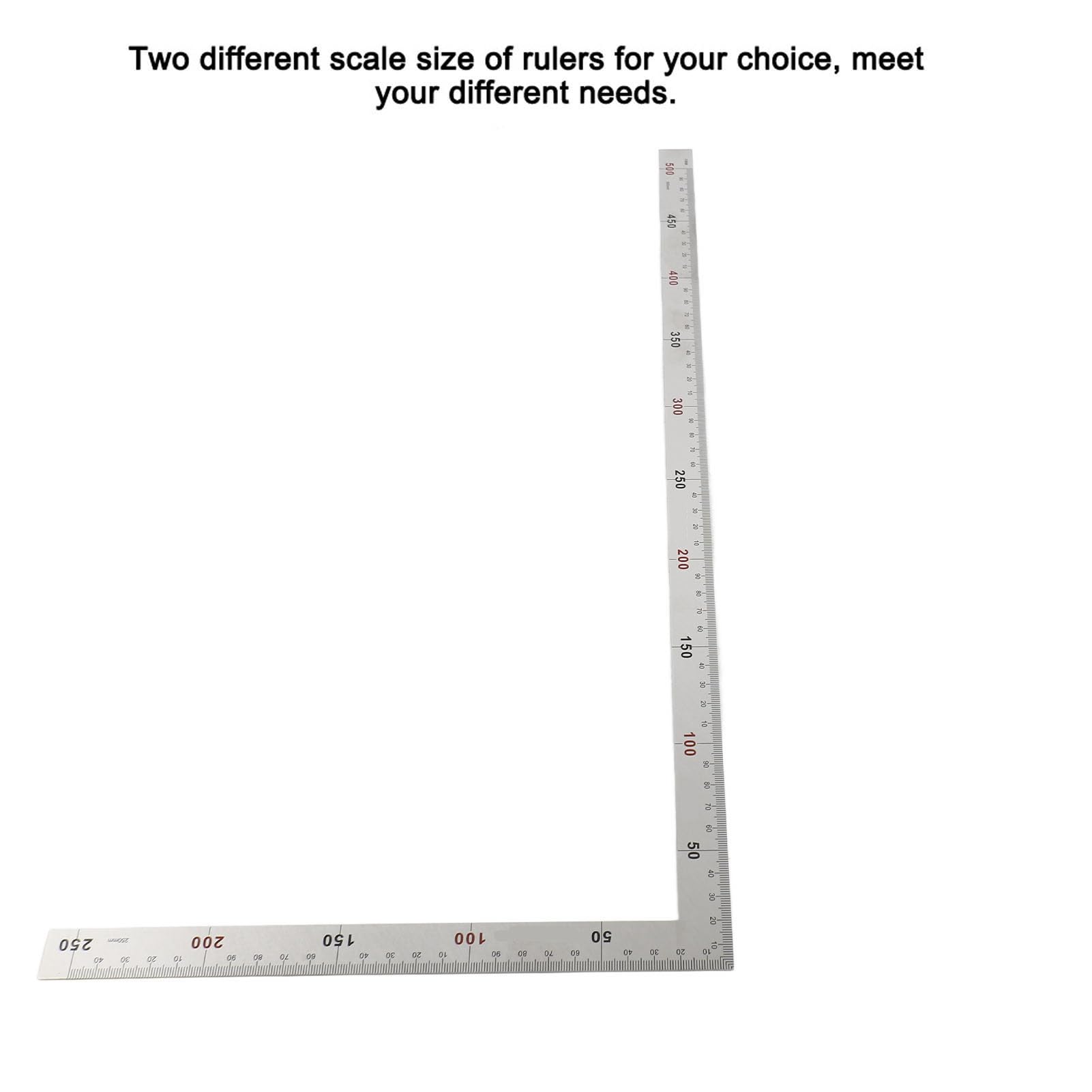 Équerre de Charpentier Acier Inoxydable 500x250mm Règle à Angle Droit à 90 Degrés équerre de Cadrage en Acier Outil de Mesure Professionnel Facile à Lire Angle de Règle de 02