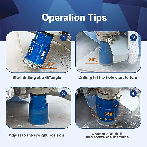 Diamantbohrer Fliesenbohrer Set - 20/35/50/68mm Diamantbohrer für Porzellan Fliese Granit Marmor Trockenbohren