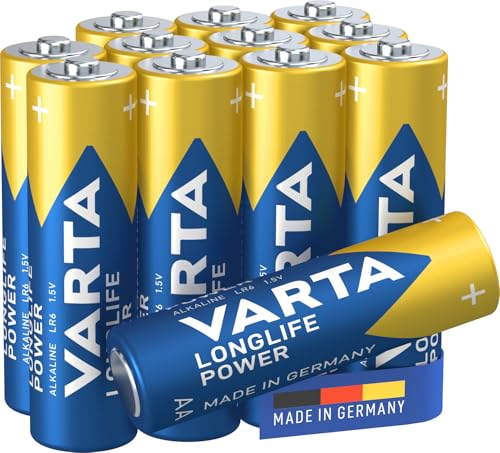 VARTA Batterien AA, 8+4 (12 Stück), Longlife Power, Alkaline, 1,5V, ideal für Spielzeug, Funkmaus, Taschenlampen, Verpackung zu 90% recycelt, Made in Germany