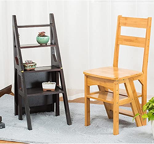 Taburete de madera de 4 escalones OKUOKA y escalera plegable 4