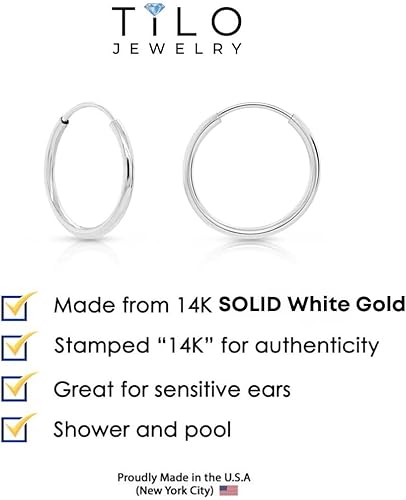 Miniatura 4 de Aretes de argollas sinfín redondas de oro blanco de 14 ct - 10-18 mm