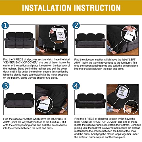 Funda de sofá reclinable de terciopelo premium ajustable de 1 a 3 plazas 7