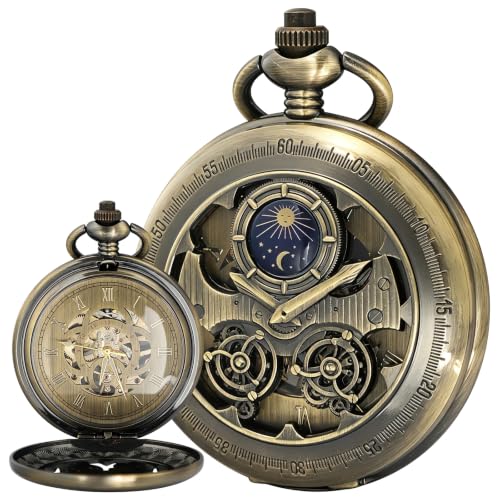 Image of Pocket Watch Vintage Mechanical Pocket Watches with Chain Christmas Graduation Birthday Gifts Father's Day
