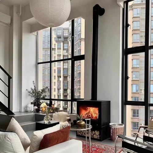 Holzofen Eco Design Herd Multifuel Gusseisen Kamin Tragbarer Kleiner Holzofen Für Den Innenbereich Heizofen, 10KW(Size: 49x30x50cm)-5