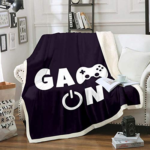 Loussiesd Gamepad Blanket Video Game Fleece Blanket for Couch Travel Sofa Teens Gamer Sherpa Blanket Novelty Modern Game Controller Plush Throw Blanket Room Decor Double 60"x79"