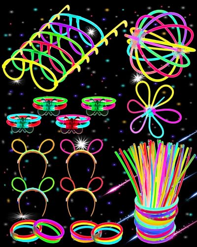 Carehabi Juego de 100 barras luminosas para niños, con conector, accesorios para fiestas, festivales
