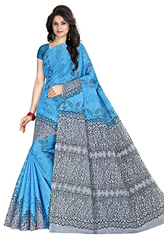 Image of TAMAIRA FASHION Mulmul Pure Cotton Saree For Woman Floral Block Printed |Office Wear Daily Wear Sarees For Women Without Blouse Piece