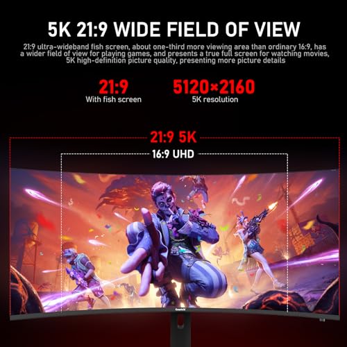 Image of Gawfolk 40-inch IPS WUHD 5K (5120x2160) Ultrawide Curved 120Hz Gaming Computer Monitor, 2500R PC Screen, 21:9, 120% sRGB, Adaptive sync,with Speaker,Supports Lifting Rotating,DisplayPort, HDMI, Black