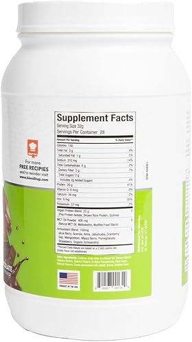 Miniatura 2 de BlendItUp Proteína vegetal vegana de chocolate en polvo, sin OMG, sin gluten, 0.71 oz de proteína por cucharada, 28 porciones | 4 carbohidratos netos
