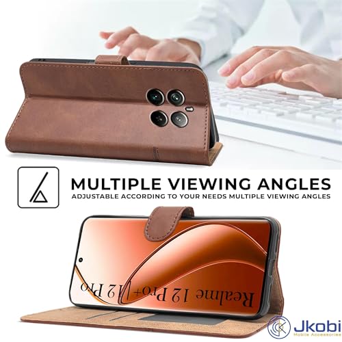 Image of Jkobi Flip Cover Case for Realme 12 Pro Plus | Realme 12 Pro (Stitched Leather with Magnetic Closure)