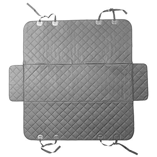 Image of Honest Dog Car Seat Covers with Side Flap, Pet Backseat Cover for Cars, Trucks, and Suv's - Waterproof & Nonslip-Luxury(Quilted) (61'' W x 64'' L,Gray)