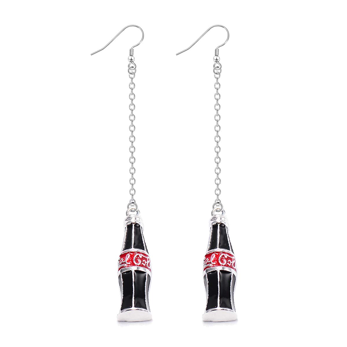 Creative Coke Bottle Earrings Personalized Cute Handmake Earrings For Woman Jewelry Gift (Black)
