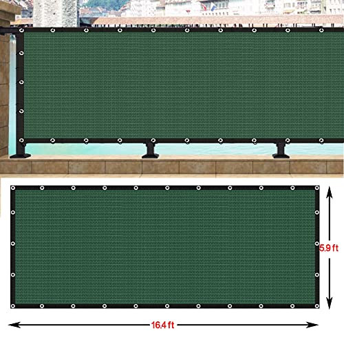Lulu Home Privacy Fence Screen, 50FT x 6FT HDPE Privacy Mesh Fence in Dark Green with Aluminum Grommets 85% Blockage for Patio, Balcony, Chain Link Fence Outdoor