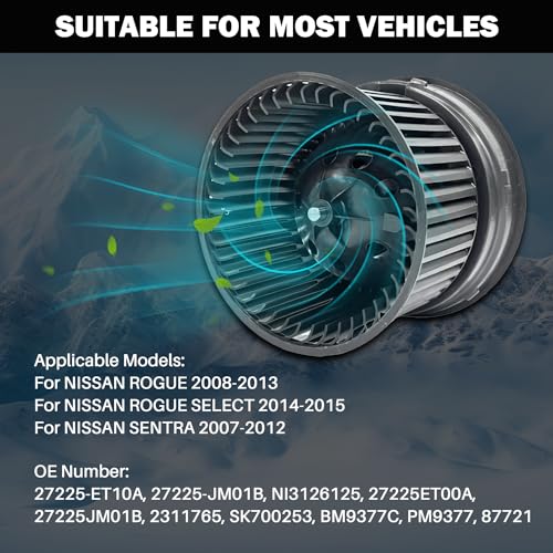 Image of 700253 AC Heater Blower Motor Fan Fit for Nissan Rogue Rogue Select SENTRA 27225-ET10A, 27225-JM01B, NI3126125, 27225ET00A, 27225JM01B, 2311765, SK700253, BM9377C, PM9377, 87721
