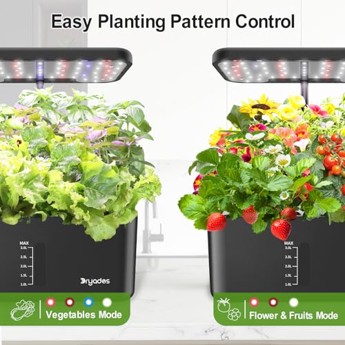 Image of Indoor Garden 10 Pods Hydroponics Growing System w /LED Grow Light | Plant Germination Kit, Smart Quiet Pump, Adjustable Height Hydroponic Planter, Countertop Herb Garden, Ideal Gift Idea