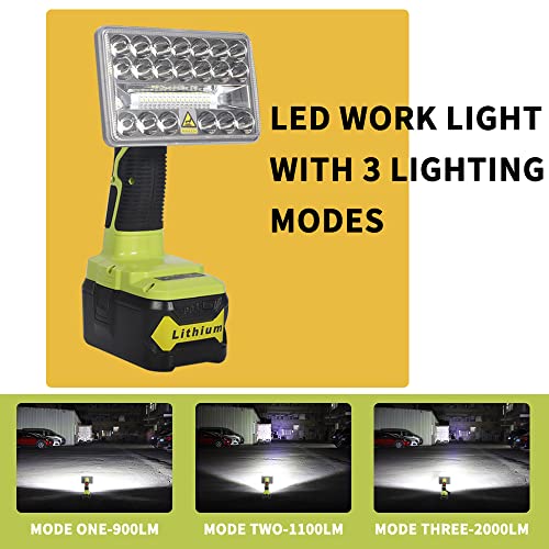 Image of DTEZTECH Cordless LED Work Light for Ryobi 18v Battery, 18W 2000LM Power LED Spotlight Handheld Flashlight Portable Jobsite Light for Outdoor Camping, Emergency, Power Outages(Tool Only)