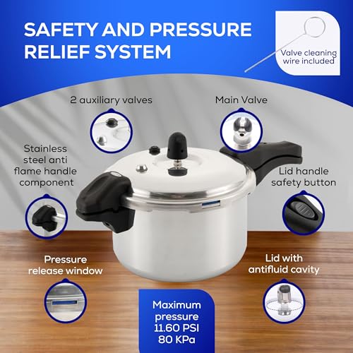 Image of Universal (4.75 Quart / 4.5 Liter) Olla de Presion, Aluminum Pressure Pot with 6 Safety Systems, Compact 4-5 Serving Stovetop Cooker, Pressure Cooker made in Colombia, 25-Year Warranty