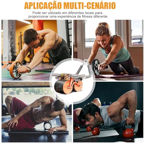 Roda Abdominal com Temporizador e Suporte para Celular, Rolo Abdominal, Inclui uma almofada macia, R