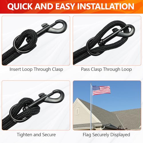 Drisse en nylon de 0,6 cm robuste pour mât de drapeau extérieur - 5