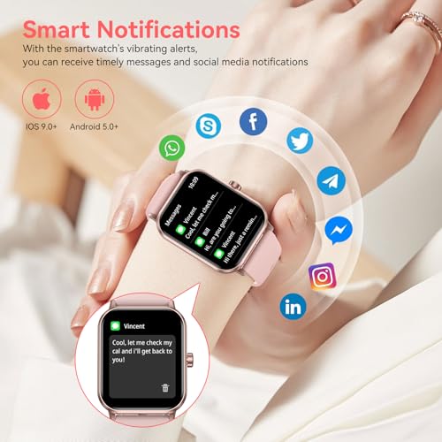 Image of Smart Watch for Women Men, 1.85 inchHD Touchscreen Fitness Tracker with Bluetooth Calling, 130+ Sport Modes, 5 ATM Waterproof Heart Rate Sleep Monitor, 7 Day Battery DIY Dial, Smartwatch for Android & iOS