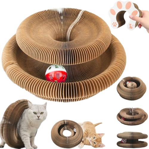 Kitty Kurlz, Kitty Kurlz Cat Toy, Foldable Cat Accordion Magic Organ Cat Scratching Board with Bell Balls and Track Adventure, Ultimate Interactive Mental Physical Exercise for Indoor (1pcs)