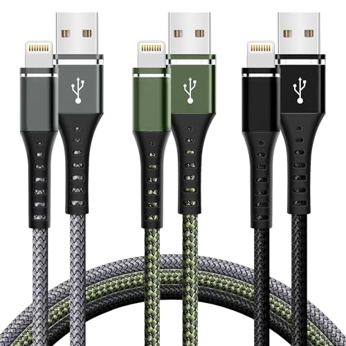 Lightning Cable,3Pack 6FT/1.8M iPhone Charger Cable MFi Certified Braided iPhone Charger Cord For iPhone 14/13/12/11 Pro Max XR XS X 8 7 6 SE And More