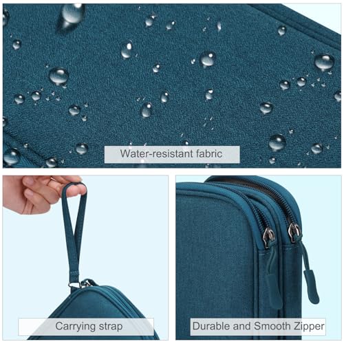 Image of FYY Electronic Organizer, Travel Cable Organizer Bag Pouch Electronic Accessories Carry Case Portable Waterproof Double Layers Storage Bag for Cable, Cord, Charger, Phone, Earphone, Medium, Dark Green
