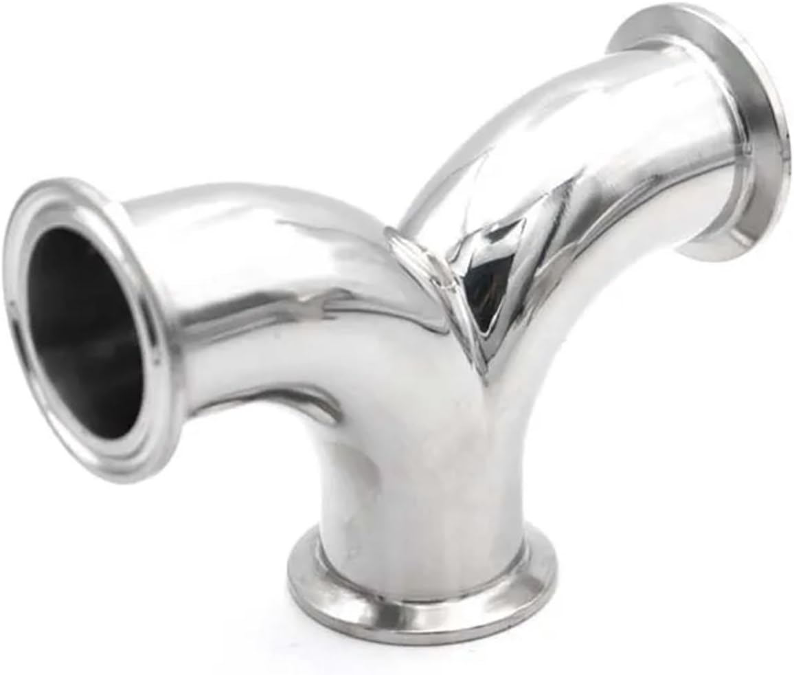 3/4"-4 Clamp Double ElbowTube OD 19mm-102mm SS304 Stainless Steel Sanitary Y-Shaped Elbow 3 Way Pipe Fitting Homebrew(19mm Ferrule 50.5)
