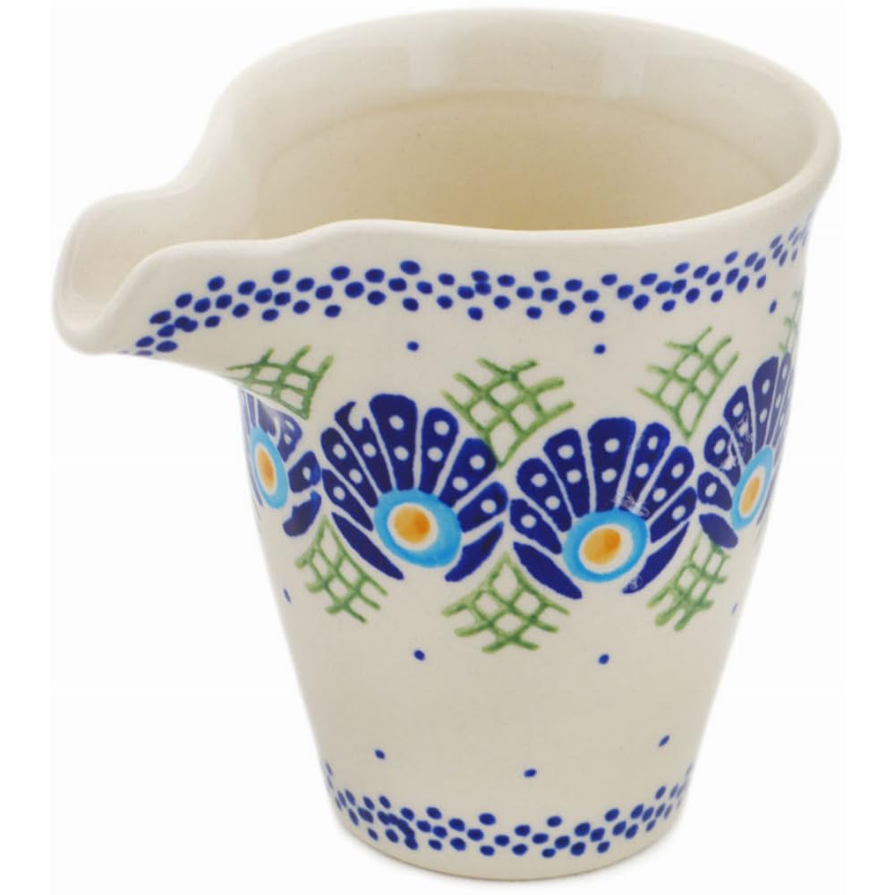 Authentic Polish Pottery Creamer in Tail Feathers Design Handmade in Boles?awiec Poland + Certificate of Authenticity