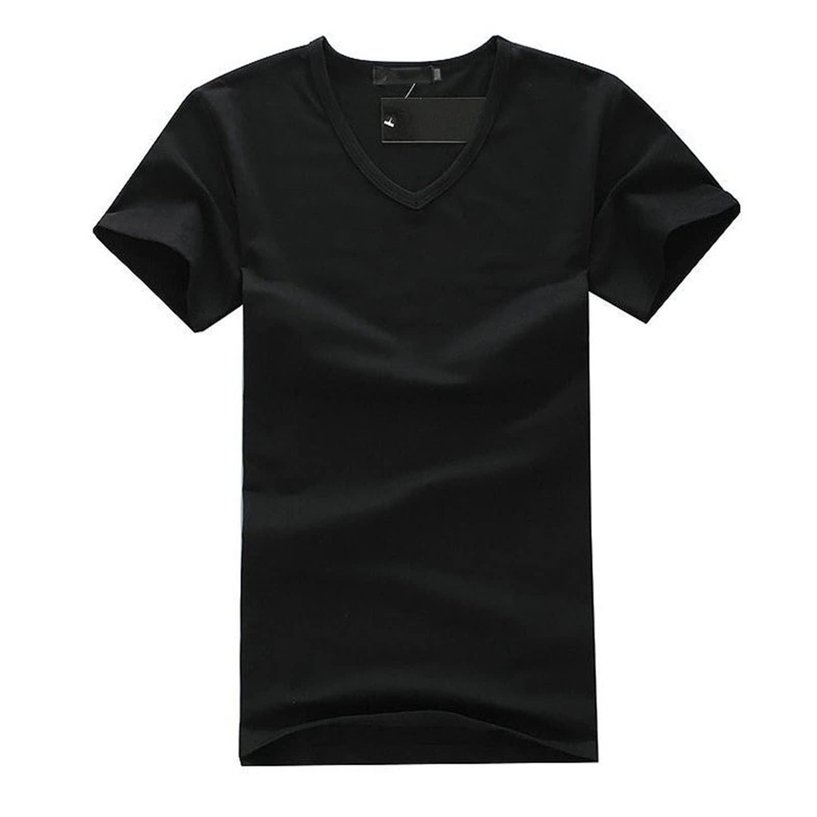 Maglietta estiva da uomo, a maniche corte, in cotone, con risvolto, V Grigio Chiaro, XL