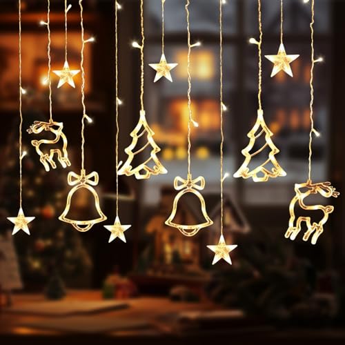 XiXiRan Luces Navidad Cortina, Cortina Luces Led USB, Cortina de Luces, 8 Modos Cadena, Guirnaldas Luces Interior Exterior con Control Remoto Ip44 para Balcón (Navidad)