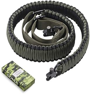 SOMA Rifle Sling Paracord Gun Sling Adjustable 550 Paracord Shotgun Sling with Swivels for Outdoor Hunting(Black&Amy Green)
