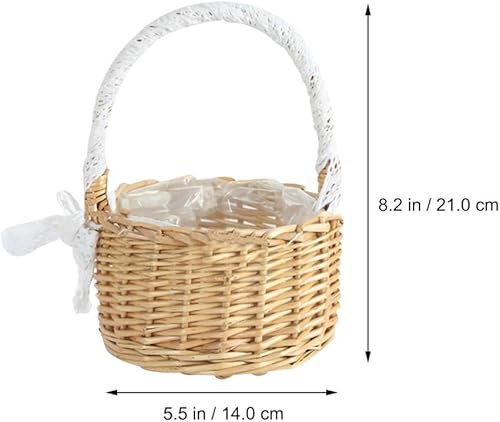 Miniatura 4 de OSKOE Cesta de almacenamiento tejida con asas, cesta de Pascua, cesta de flores para boda, cesta de mimbre para lavandería, cesta de flores