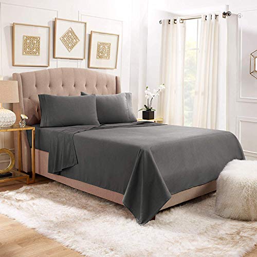 Anili Mili 1800 Collection Affordable 4 pc Bed Sheet Set - Queen Size, Gray