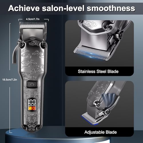 Hatteker Tondeuse à cheveux professionnelle pour hommes Set de tondeuses à barbe et à cheveux T-Blade Trimmer lavable Kit d'entretien sans fil Tondeuse à nez et à corps Tondeuse Cheveux et Barbe Set – vue 2