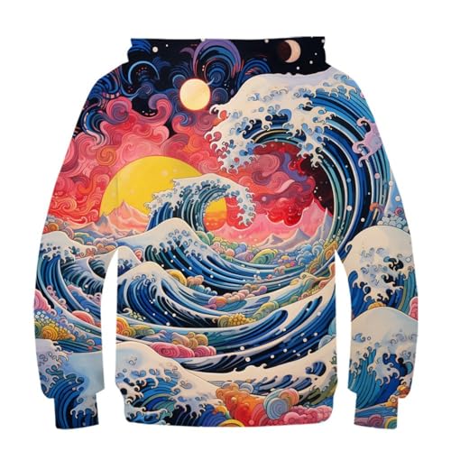 Sweatshirt pocket ocean 3D pour ado pull imprimé vagues