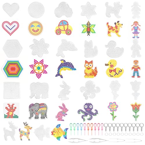 KELAV 20 Pièces Support Perles Repasser 5 mm, Modèles de Perles à Repasser en Plastique, Plaque à Petite Transparente pour Bricolage Enfant Artisanat Perles