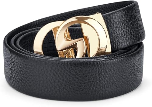 VANNANBA Cinturones de trinquete de cuero para hombre, hebilla automática con caja de cinturón, regalo para hombres