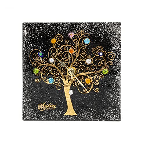 Sospiri Venezia Reloj de Mesa Cristal Murano Mecanismo Silencioso Decorado Murrine y Hoja de Oro Idea Regalo Hecho a Mano Made Italy (19x19) Cover