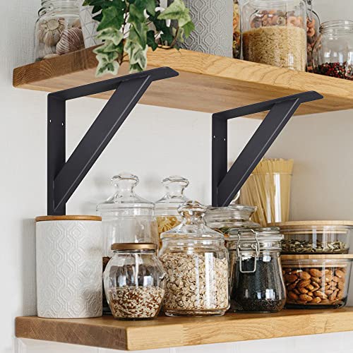 Yzzhaj Countertop Support Brackets,10”X10"X2"Heavy Duty Shelf Bracket,Solid Shelving Brackets, Mantel Brackets For Tops Cabinetry Table Desk Black #TOP4