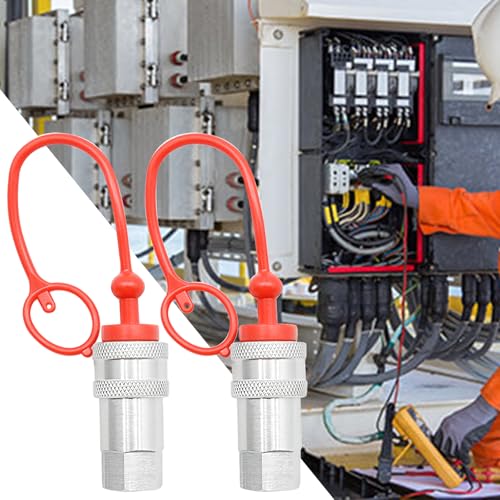 Image of MDEOOSKY 2 Pcs 3 /8 inch Hydraulic Quick Connect, Ag ISO 5675 Hydraulic Quick Connect Couplers, Pioneer Style Hydraulic Fittings with Dust Caps