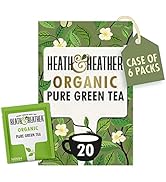 Heath &amp; Heather Lot de 6 paquets de 20 sachets de thé vert bio emballés individuellement