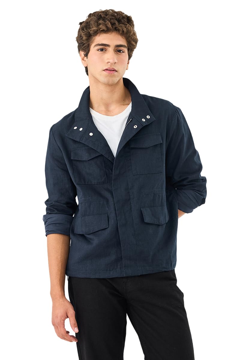 snitch Men Casual Jacket | Regular Fit Full Sleeve Lapel Collar Solid Design | Breathable Linen Blend & Lightweight Fabric For Summer Outings & Everyday Wear-picture-15