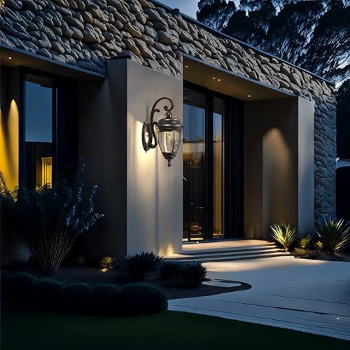 Applique murale d'extérieur E27 en aluminium noir et verre
