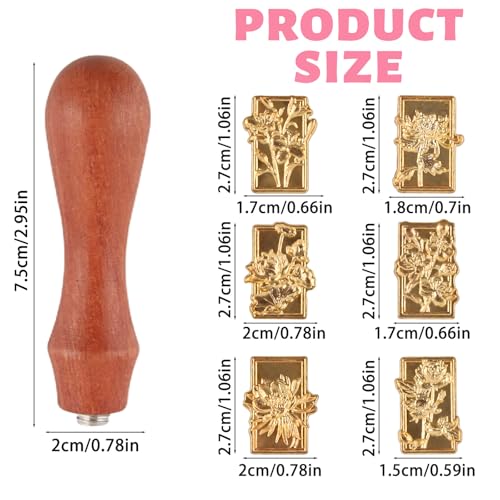 Wachssiegel Set, Dwafill 6er-Pack Entfernbare Siegelwachs Stempel, Floral Pattern Stamp, Wachsstempel Personalisiert, fur Einladungen, Karten, Geschenke, Vintage Wachsstempel (Vitalität)
