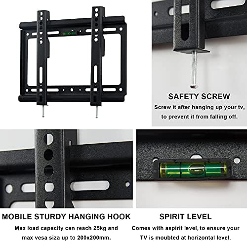 Leaptek Ultra Slim TV Wall Mount Bracket For 14-32 Inches LCD LED Plasma TV Load Capacity up to 25KG Max VESA 200 x 200 mm